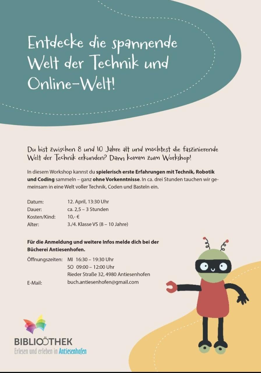 Der zusätzliche Technik Workshop findet am 12.04.2025 statt.